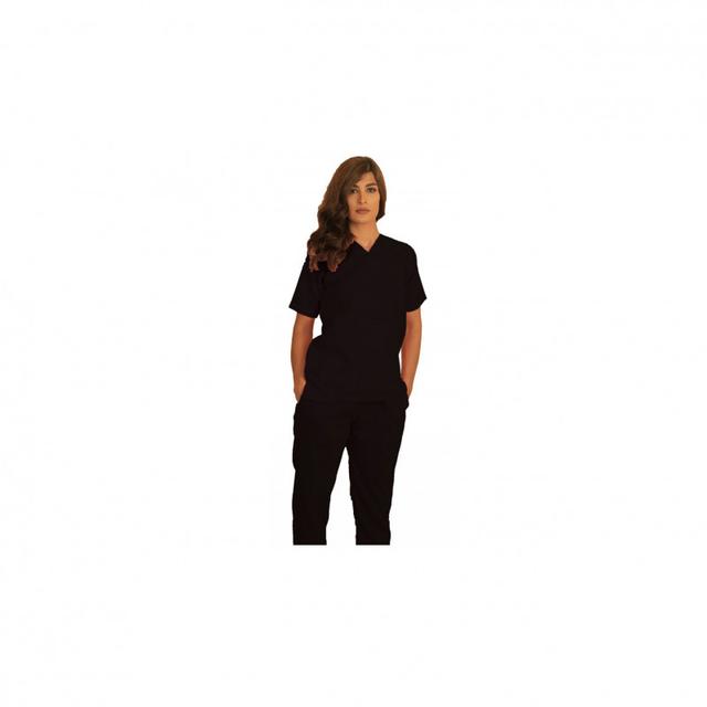 Polyester Silky Fabric Scrub Uniform X Large Black