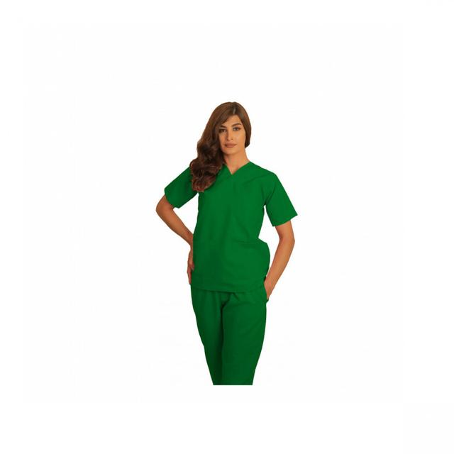 Polyester Silky Fabric Scrub Uniform Small Emirates Green