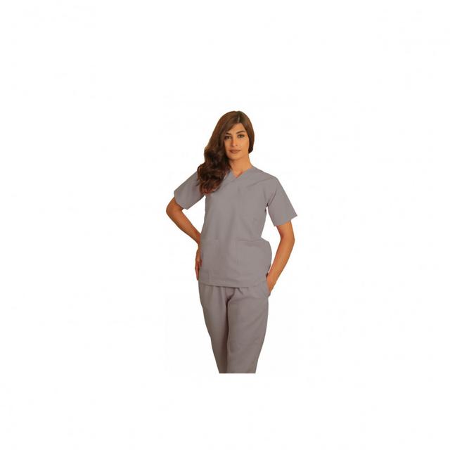 Polyester Silky Fabric Scrub Uniform XX Small Light Grey