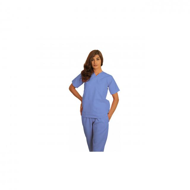 Polyester Silky Fabric Scrub Uniform Medium Light Sky Blue