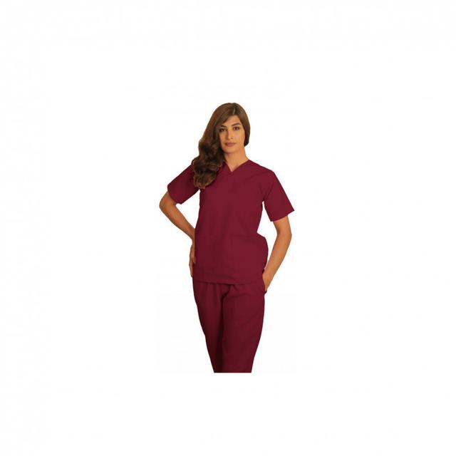 Polyester Silky Fabric Scrub Uniform XX Small Maroon