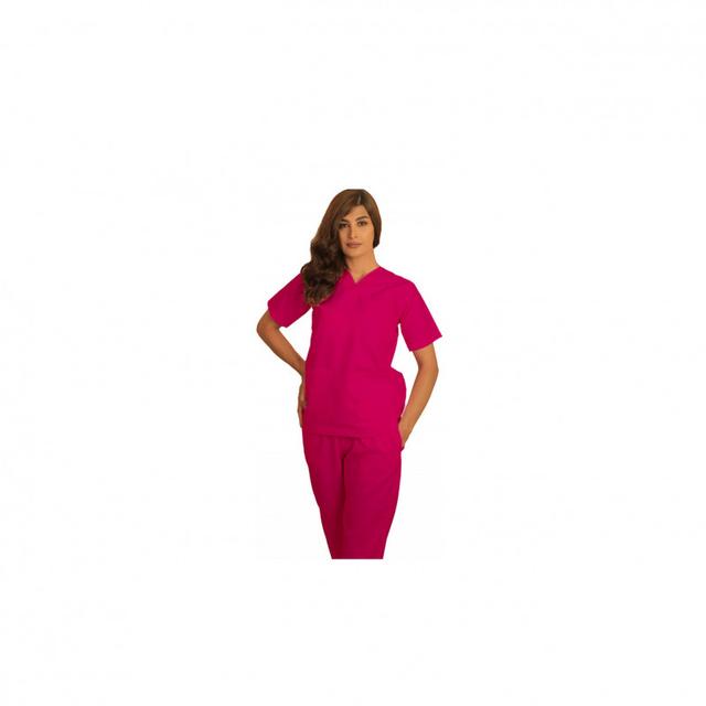 Polyster Silky Fabric Scrub Uniform XX Small Pink