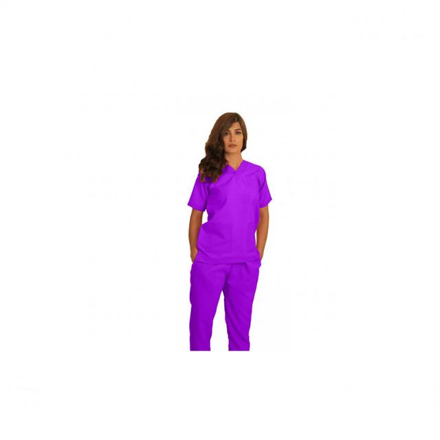 Polyester Silky Fabric Scrub Uniform Medium Purple