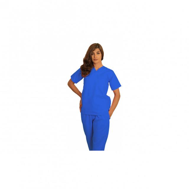 Polyester Silky Fabric Scrub Uniform X Small Royal Blue