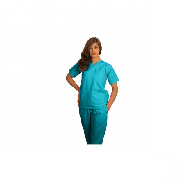 Polyester Silky Fabric Scrub Uniform Small Turquoise Aqua