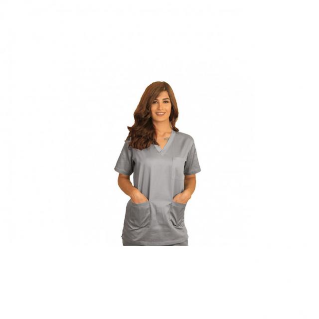Top Scrub Uniform Polycotton Fabric Small Light Grey