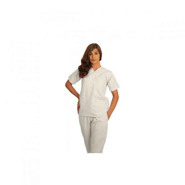 Polyester Silky Fabric Scrub Uniform Large White
