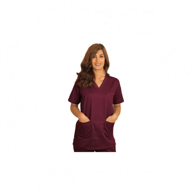 Top Scrub Uniform Polycotton Fabric XX Small Maroon