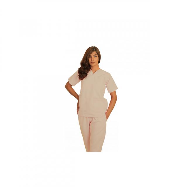 Polyester Silky Fabric Scrub Uniform XX Small Light Beige