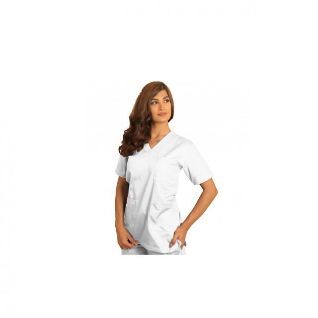 Top Scrub Uniform Polycotton Fabric XX Small White