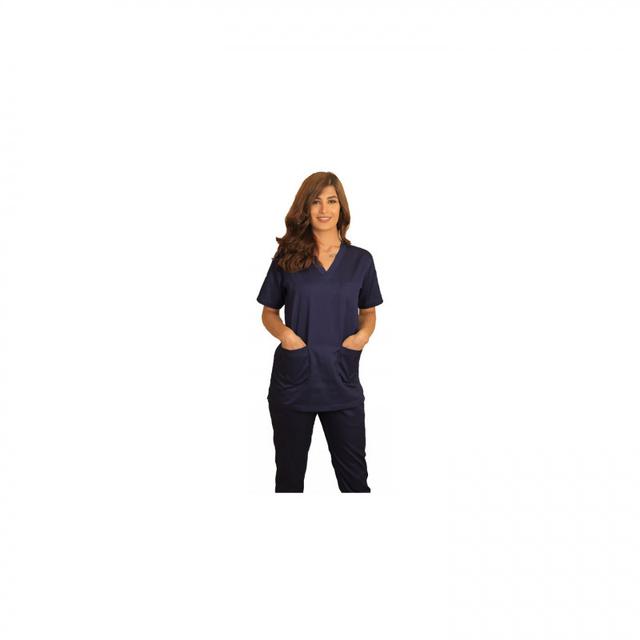 Polycotton Fabric Scrub Uniform X Large Light Navy Blue