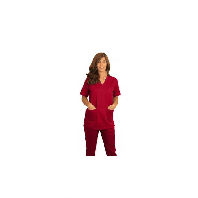 Polycotton Fabric Scrub Uniform Small Red