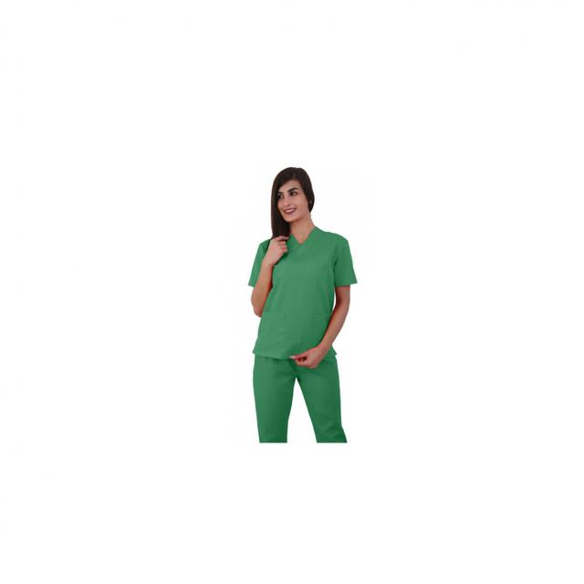 Polyester Fabric Normal Scrub Uniform Large Green Grass