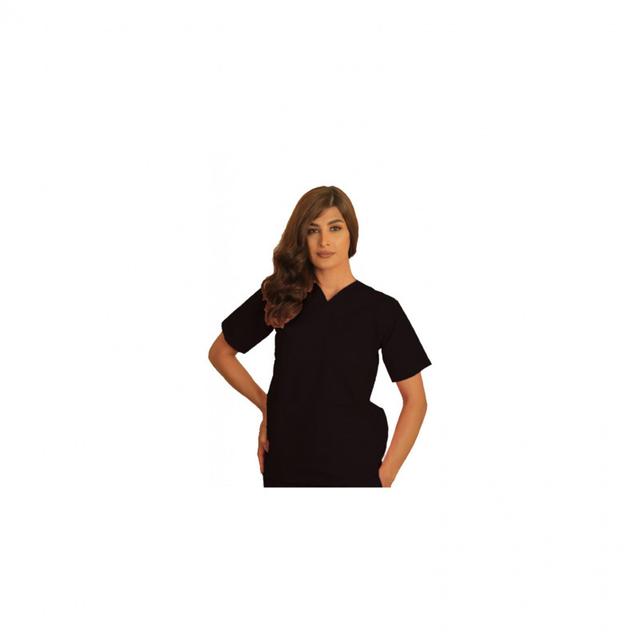 Top Scrub Uniform Polyester Silky Fabric X Large Black