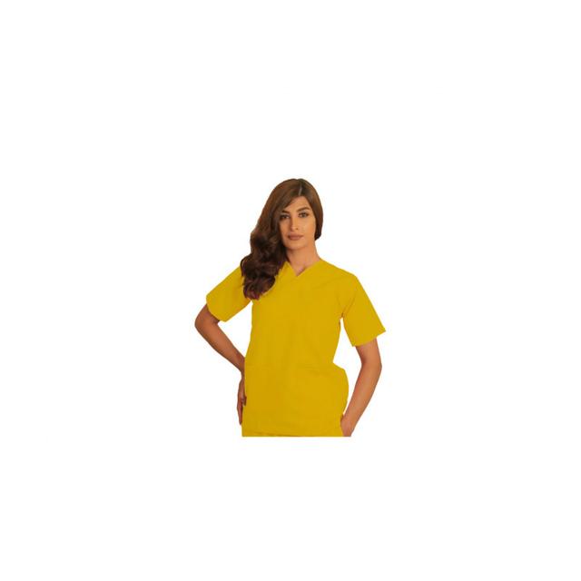 Top Scrub Uniform Polyester Silky Fabric Small Golden Yellow