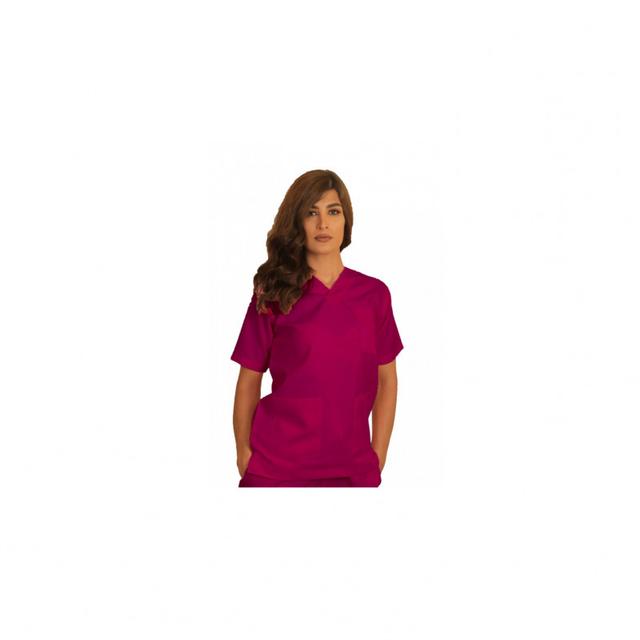 Top Scrub Uniform Polyester Silky Fabric XX Small Dark Pink