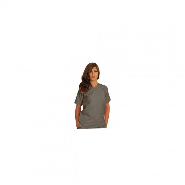 Top Scrub Uniform Polyester Silky Fabric Large Light Grey