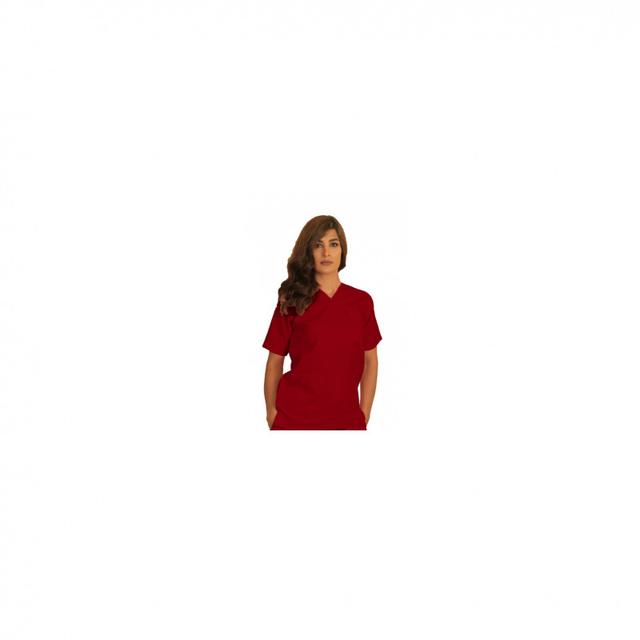 Top Scrub Uniform Polyester Silky Fabric Large Red