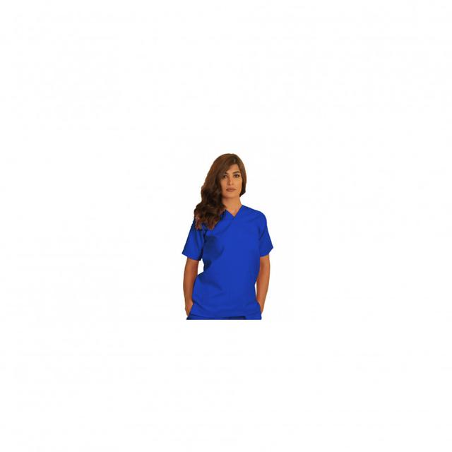 Top Scrub Uniform Polyester Silky Fabric Small Royal Blue