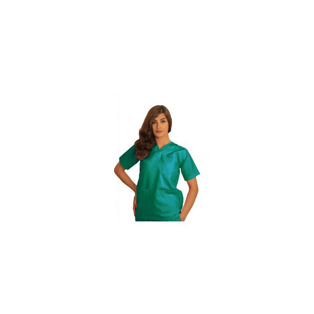 Top Scrub Uniform Polyester Silky Fabric XX Small Turquoise Aqua